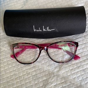 Nicole Miller fuchsia tortoise frames